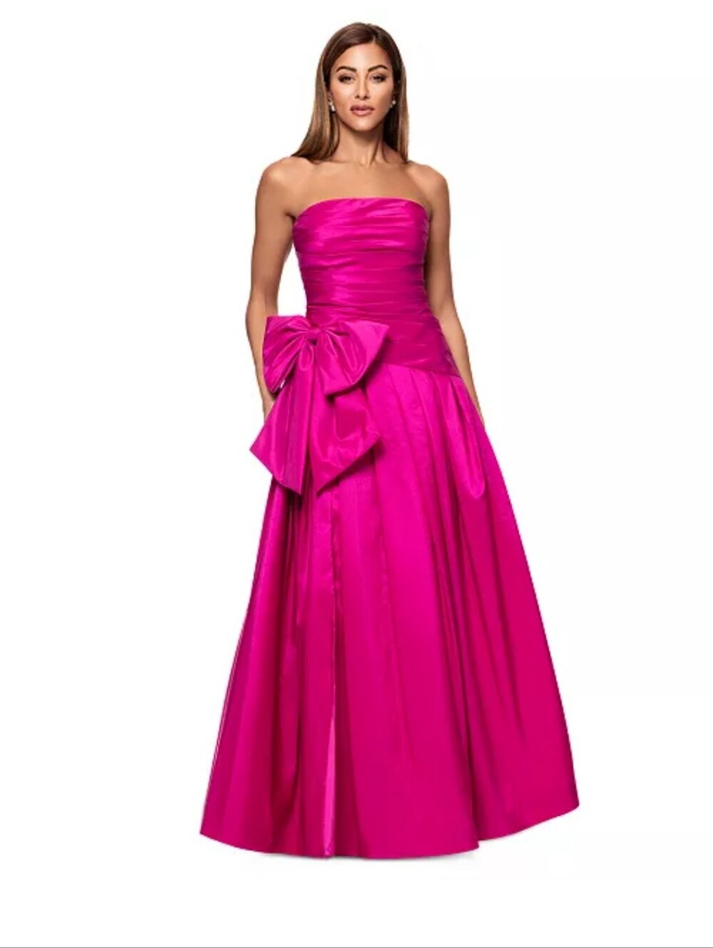 Xscape Fuchsia Satin Bow Ball Gown Maxi Dress Sz 6 Prom Formal Evening NWT $319